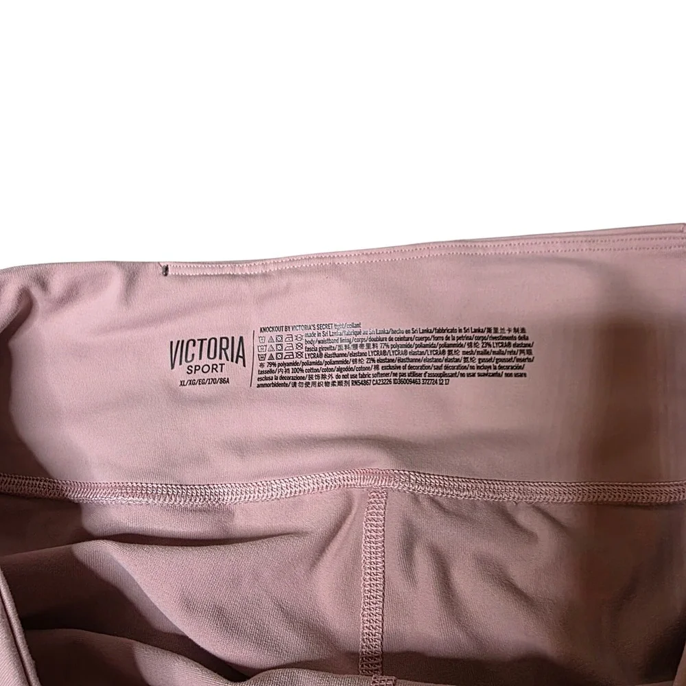 Victoria Sport Knockout Leggings XL Pink Mesh‎ Panel Pockets Activewear Yoga K3